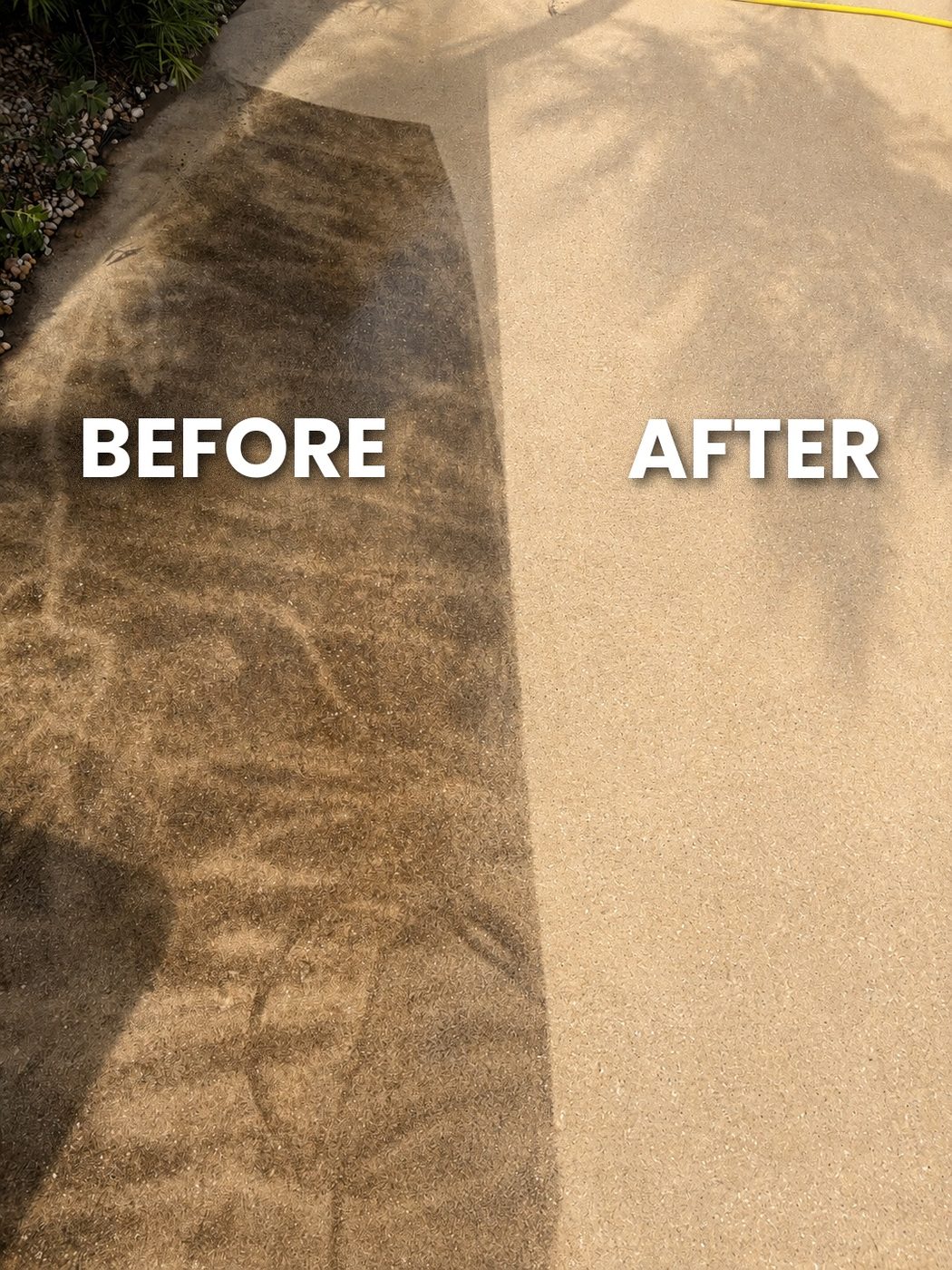 Before and after surface cleaning a concrete driveway in Port Charlotte, Florida
